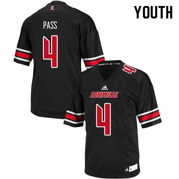 Youth Louisville Cardinals #4 Jawon Pass College Football Jerseys Sale-Black